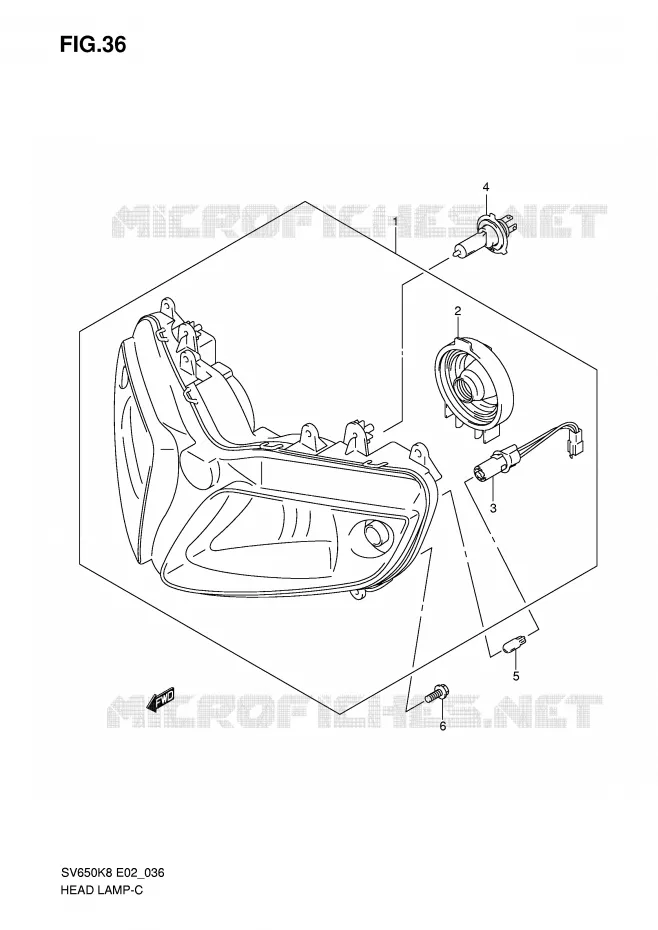 HEADLIGHT (SEE NOTE) Suzuki MOTO 650 SV 2008  SV650SUK8(E2)