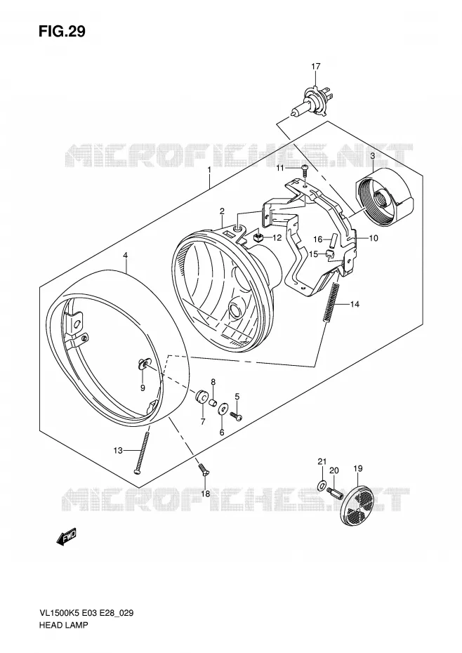 HEADLIGHT Suzuki MOTO 1500 BOULEVARD 2009  VL1500K9(E3/E28)