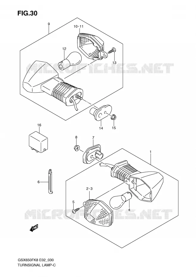 INDICATORS Suzuki MOTO 650 GSX-F 2008  GSX650FUK8(E2)