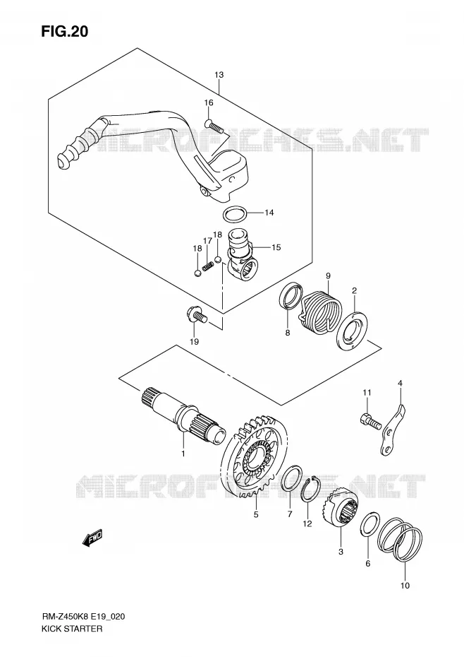 KICK STARTER (RM-Z450K8/K9) Suzuki MOTO 450 RM-Z 2011  RM-Z450L1(E19)