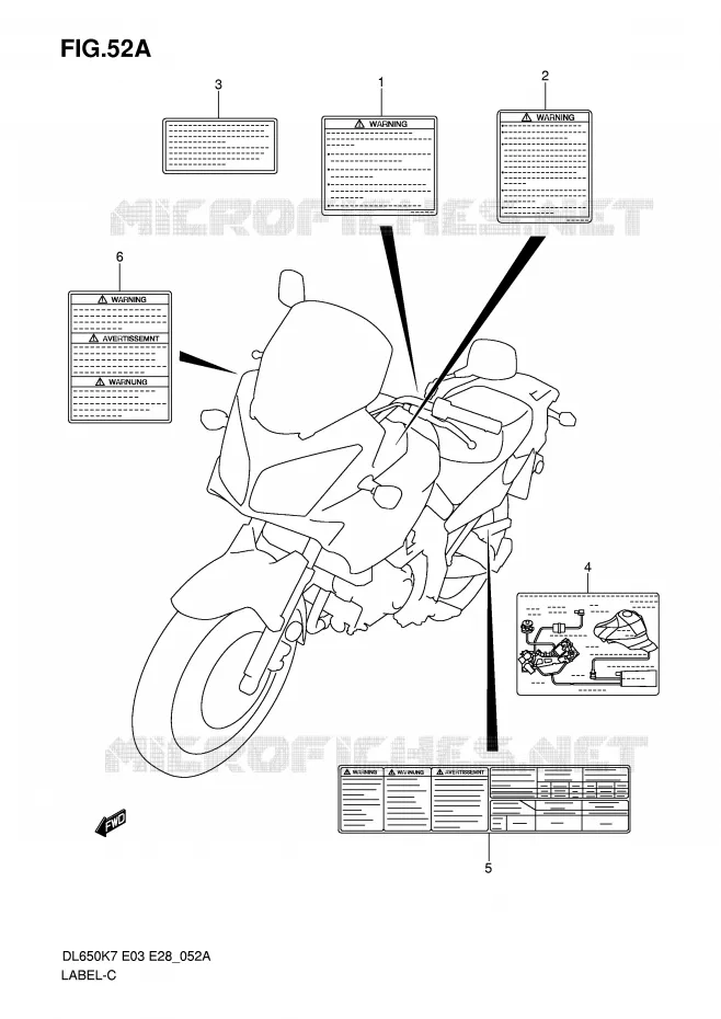 LABEL (MODEL K8/K9/L0) Suzuki MOTO 650 V-STROM 2007  DL650K7(E3/E28)