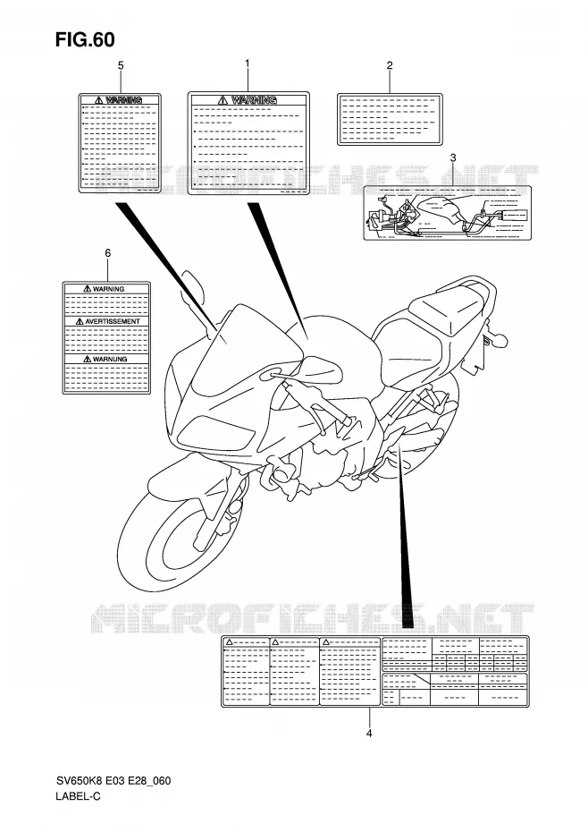 LABEL (MODEL K8/K9) Suzuki MOTO 650 SV 2009  SV650SK9(E3/E28)