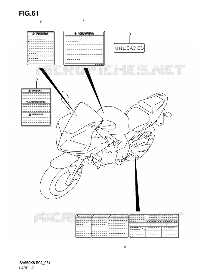 LABEL (MODEL K8/K9) Suzuki MOTO 650 SV 2009  SV650UAK9(E2)
