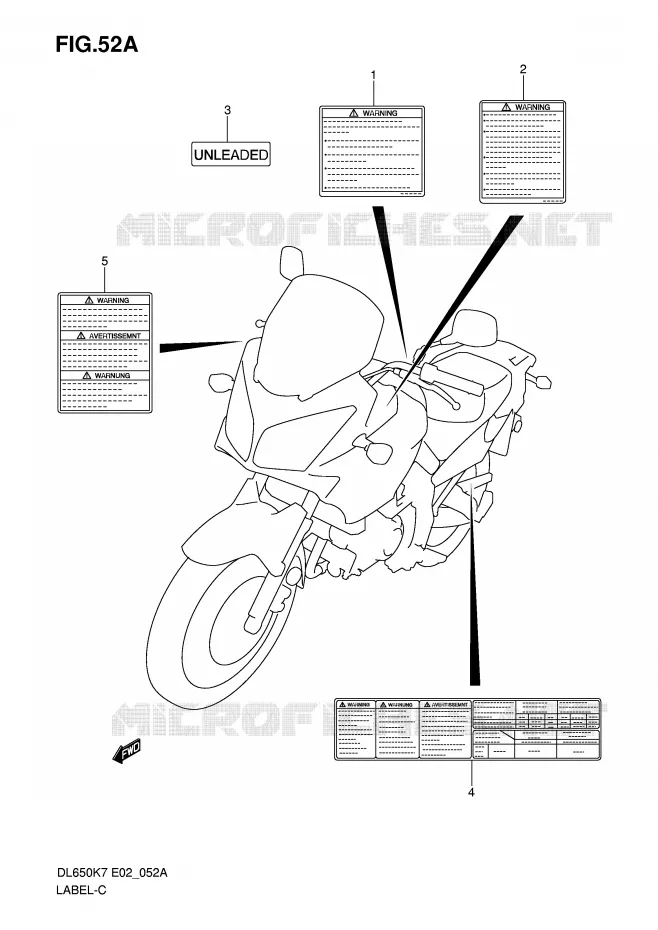 LABEL (MODEL K8/K9) Suzuki MOTO 650 V-STROM 2008  DL650AU3K8(E2)