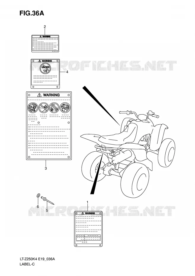 LABEL (MODEL K8) Suzuki QUAD 250 QUADSPORT 2007  LT-Z250K7(E19)