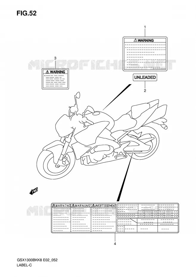 LABEL Suzuki MOTO 1300 B-KING 2008  GSX1300BKK8(E2)