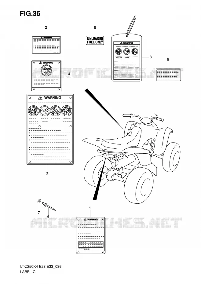LABEL Suzuki QUAD 250 QUADSPORT 2007  LT-Z250K7(E28/E33)