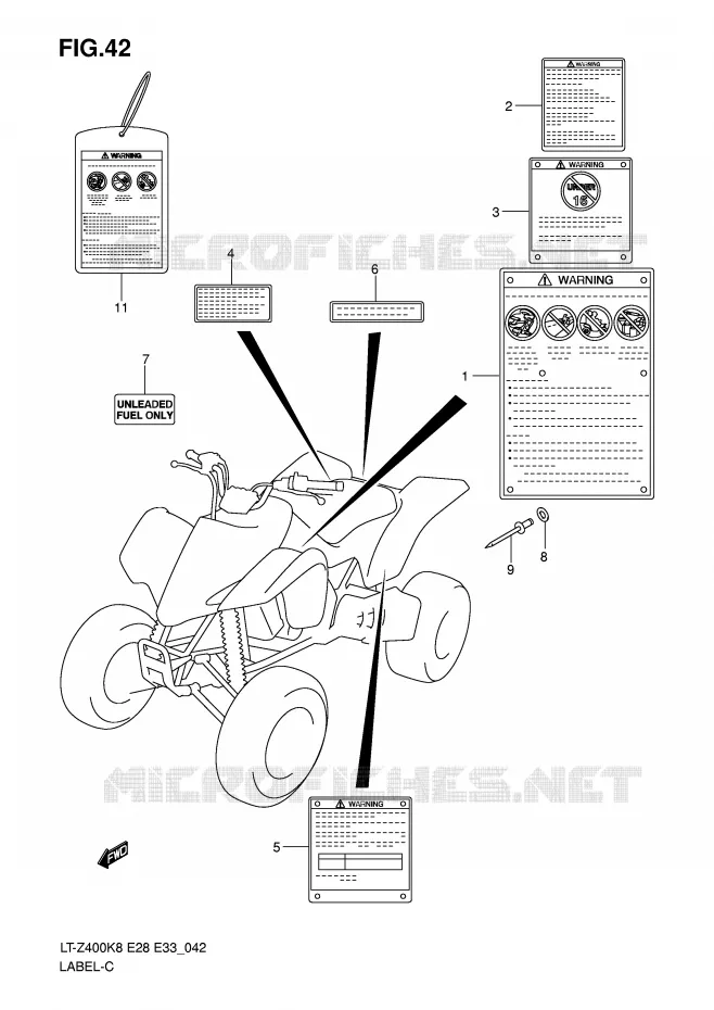 LABEL Suzuki QUAD 400 QUADSPORT 2008  LT-Z400ZK8(E28/E33)