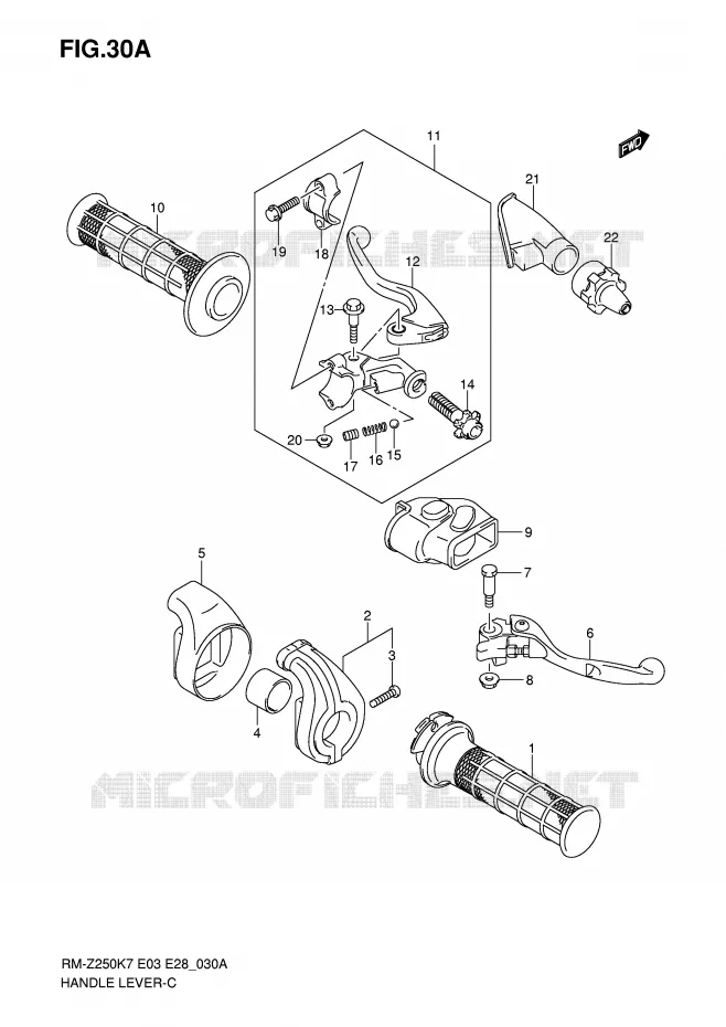 LEVERS - HANDGRIPS (MODEL K8/K9) Suzuki MOTO 250 RM-Z 2008  RM-Z250K8(E3/E28)