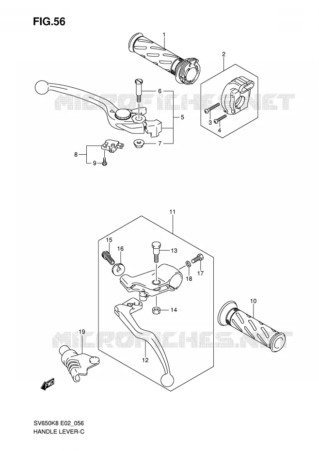 LEVERS - HANDGRIPS (MODEL K8/K9) Suzuki MOTO 650 SV 2009  SV650SK9(E2)