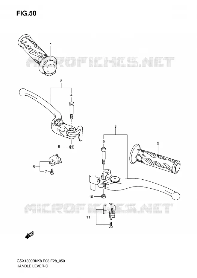 LEVERS - HANDGRIPS Suzuki MOTO 1300 B-KING 2008  GSX1300BKK8(E3/E28)