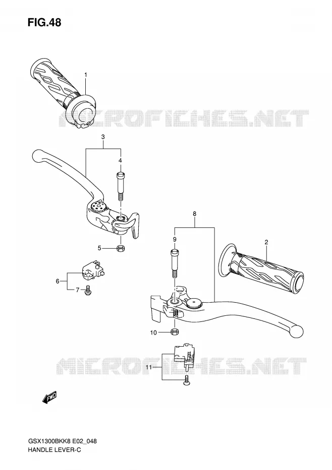 LEVERS - HANDGRIPS Suzuki MOTO 1300 B-KING 2009  GSX1300BKU2K8(E2)
