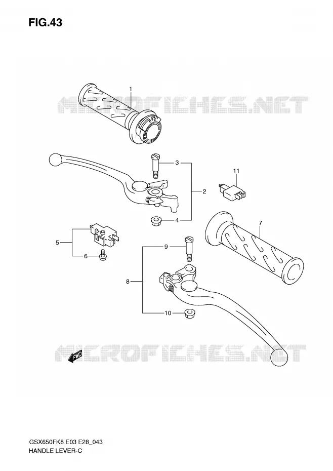 LEVERS - HANDGRIPS Suzuki MOTO 650 GSX-F 2010  GSX650FL0(E3/E28)
