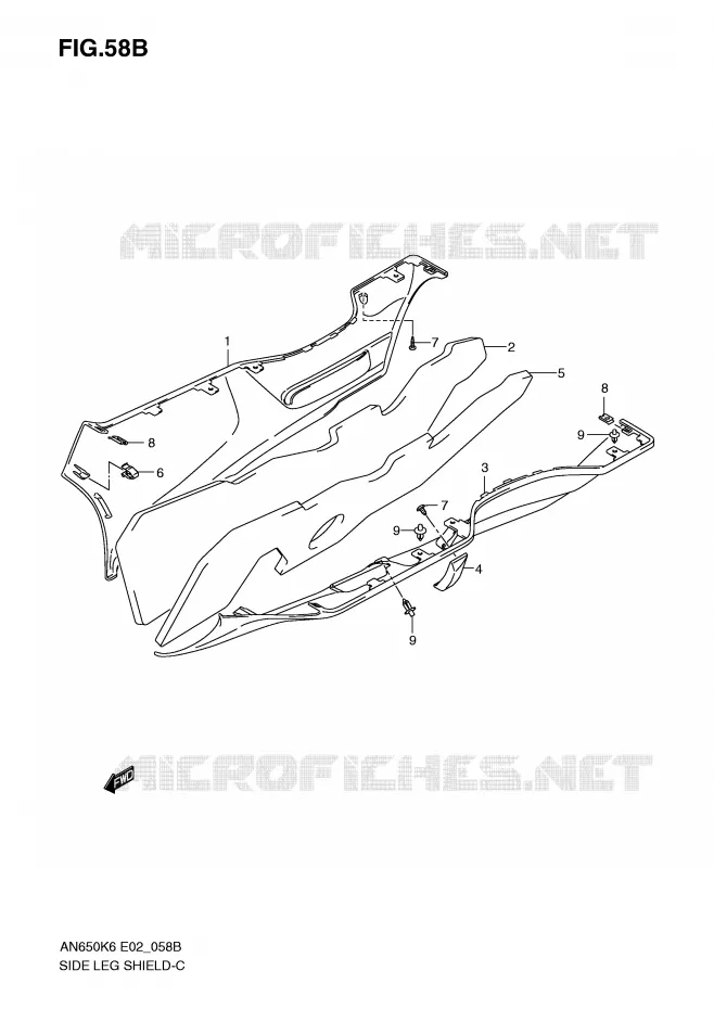 LOWER FAIRING (MODEL K8) Suzuki SCOOTER 650 BURGMAN 2010  AN650L0(E2)