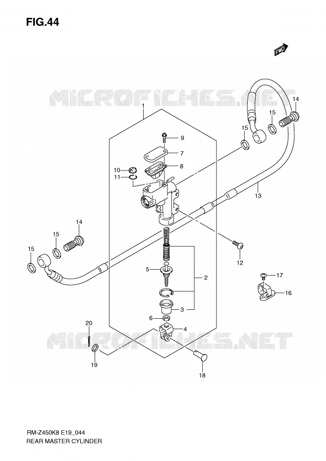 REAR BRAKE MASTER CYLINDER Suzuki MOTO 450 RM-Z 2011  RM-Z450L1(E19)
