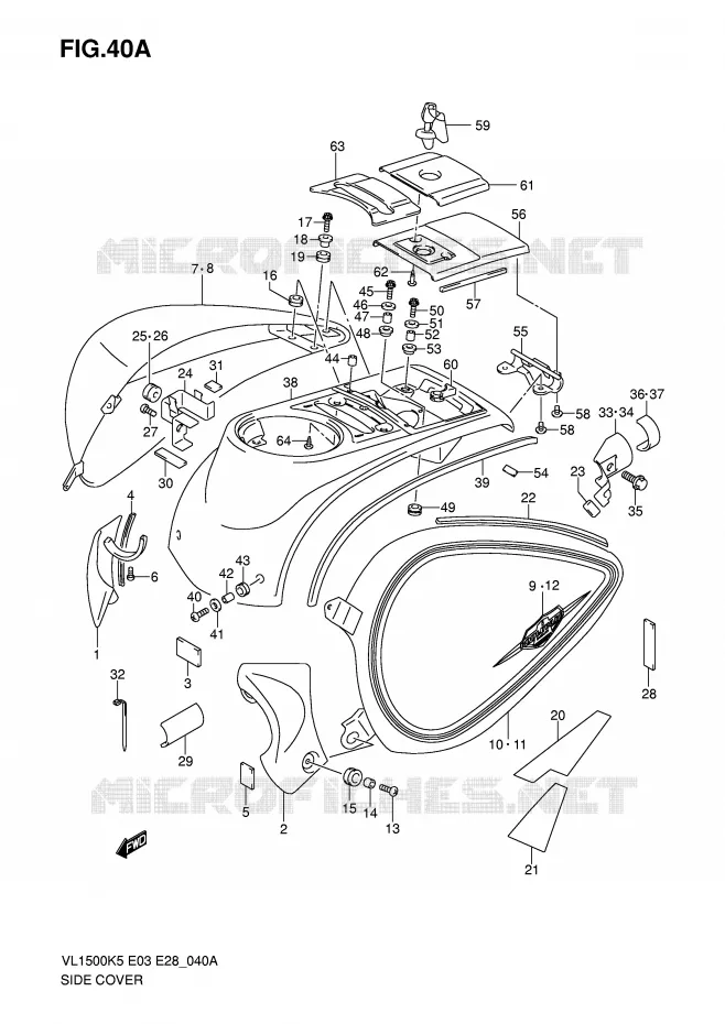 REAR FAIRING (MODEL K6/K7) Suzuki MOTO 1500 BOULEVARD 2009  VL1500TK9(E3/E28)