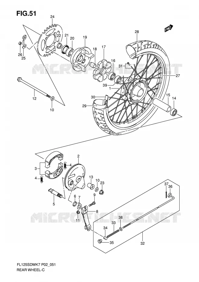 REAR WHEEL Suzuki SCOOTER 125 FL 2009  FL125SDWK9(P2)