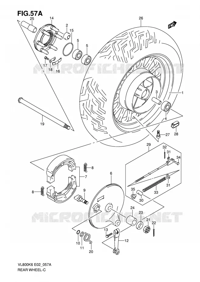 REAR WHEEL (VL800CK8/CUEK8/CK9/CUEK9/CL0/CUEL0) Suzuki MOTO 800 VOLUSIA 2007  VL800CK7(E2)