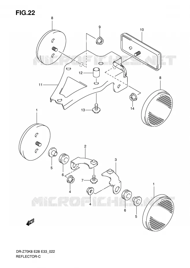 REFLECTOR (E28) Suzuki MOTO 70 DR-Z 2008  DR-Z70K8(E28/E33)