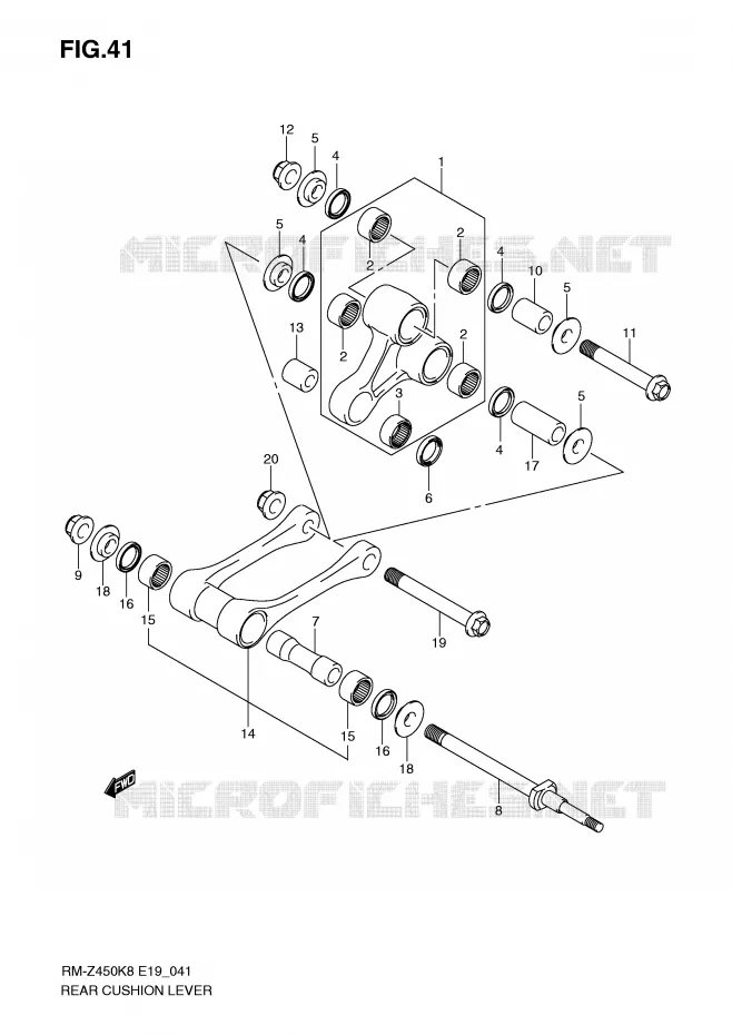 SHOCK ABSORBER LINKAGE (RM-Z450K8/K9) Suzuki MOTO 450 RM-Z 2008  RM-Z450K8(E19)