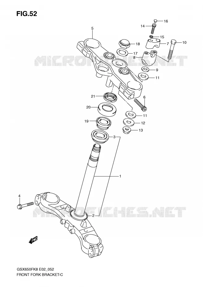 STEERING COLUMN Suzuki MOTO 650 GSX-F 2010  GSX650FUL0(E2)