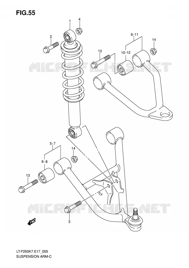 SUSPENSION ARM Suzuki QUAD 250 OZARK 2007  LT-F250K7(E17)