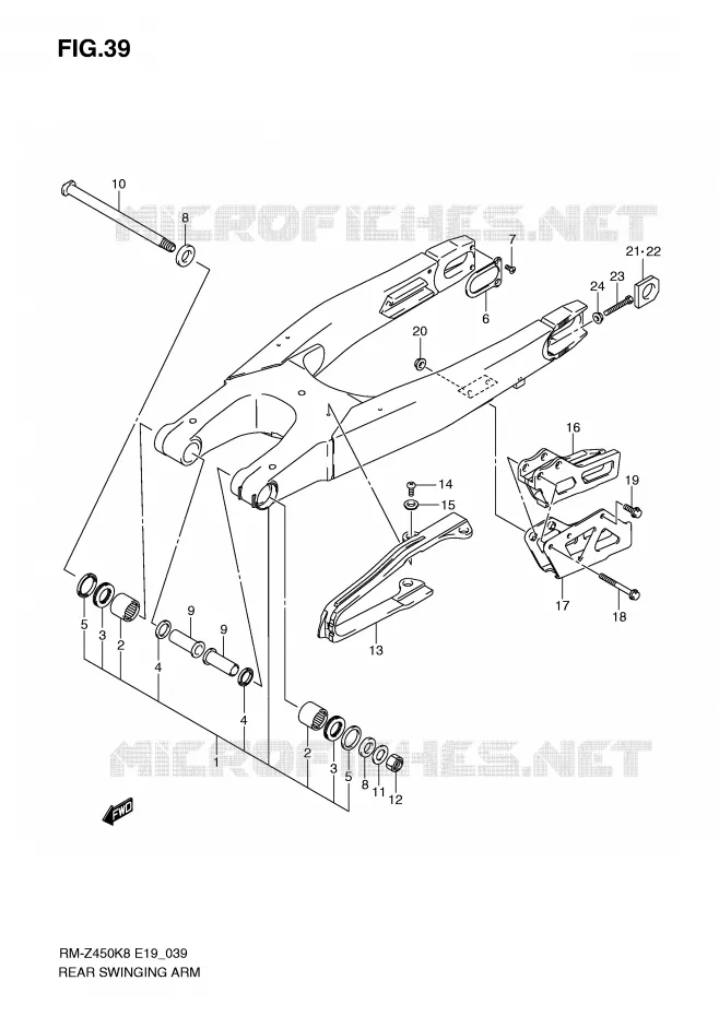 SWINGARM (RM-Z450K8/K9) Suzuki MOTO 450 RM-Z 2009  RM-Z450K9(E19)