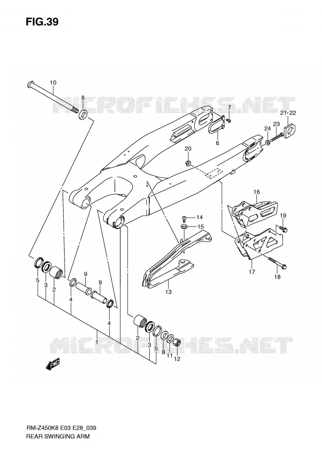 SWINGARM (RM-Z450K8/K9) Suzuki MOTO 450 RM-Z 2011  RM-Z450L1(E3/E28)
