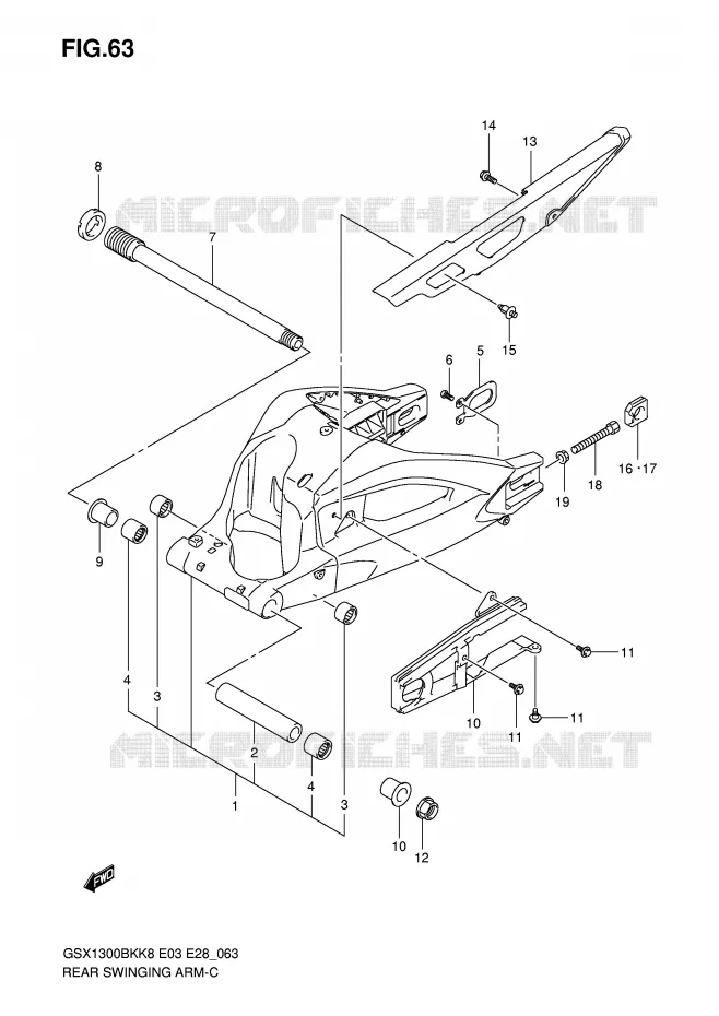 SWINGARM Suzuki MOTO 1300 B-KING 2008  GSX1300BKAK8(E3/E28)