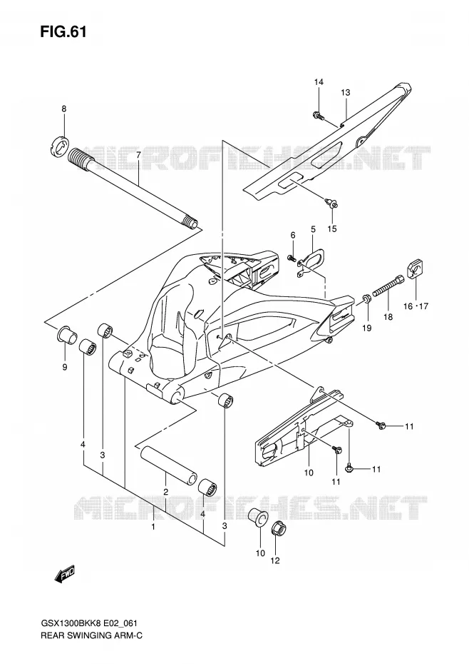 SWINGARM Suzuki MOTO 1300 B-KING 2011  GSX1300BKAU2K8(E2)