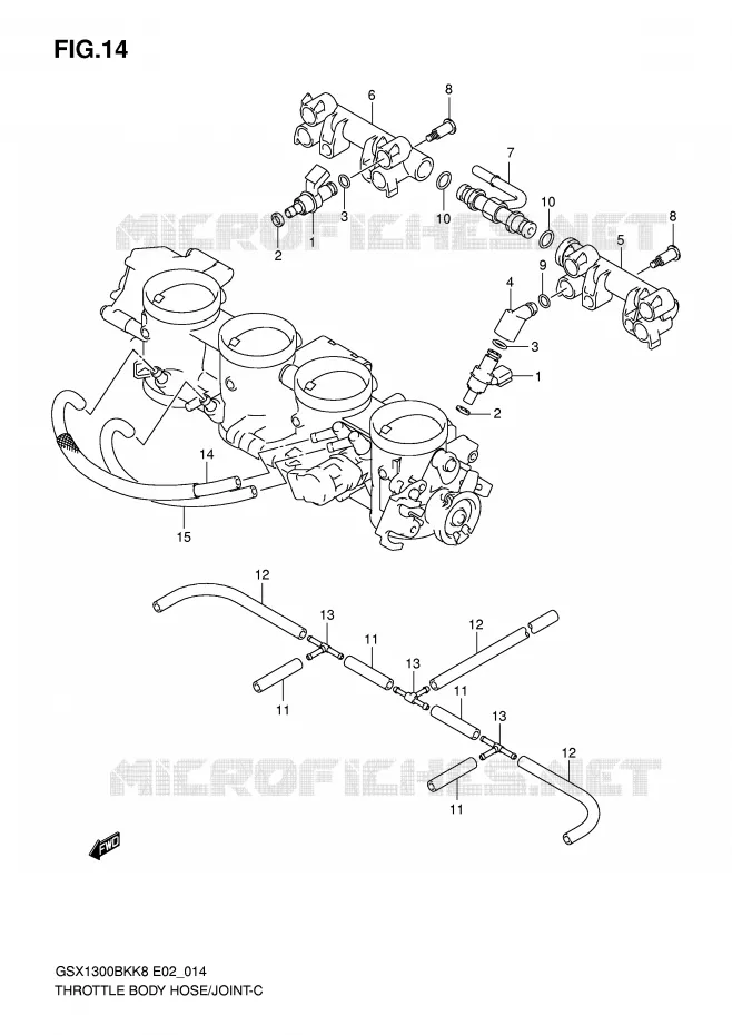 THROTTLE BODY HOSE/JOINT Suzuki MOTO 1300 B-KING 2009  GSX1300BKAU2K8(E2)