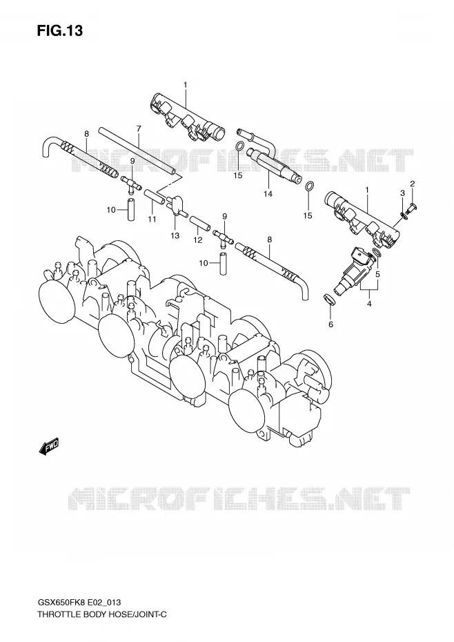 THROTTLE BODY HOSE/JOINT Suzuki MOTO 650 GSX-F 2010  GSX650FUL0(E2)