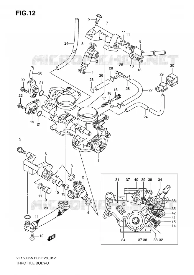 THROTTLE BODY Suzuki MOTO 1500 BOULEVARD 2009  VL1500K9(E3/E28)