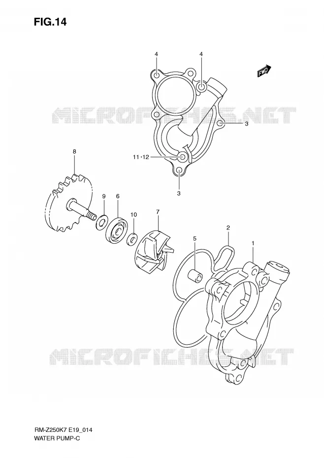 WATER PUMP Suzuki MOTO 250 RM-Z 2008  RM-Z250K8(E19)