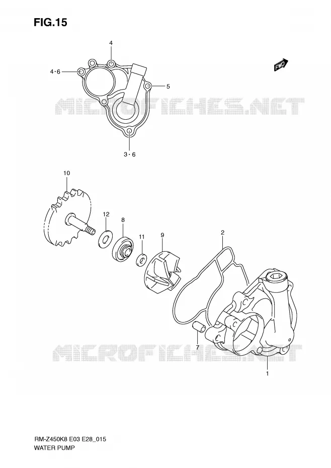 WATER PUMP Suzuki MOTO 450 RM-Z 2011  RM-Z450L1(E3/E28)