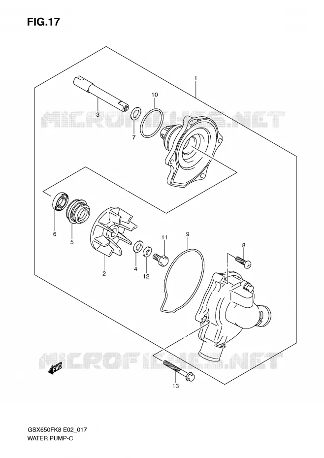 WATER PUMP Suzuki MOTO 650 GSX-F 2010  GSX650FAL0(E2)