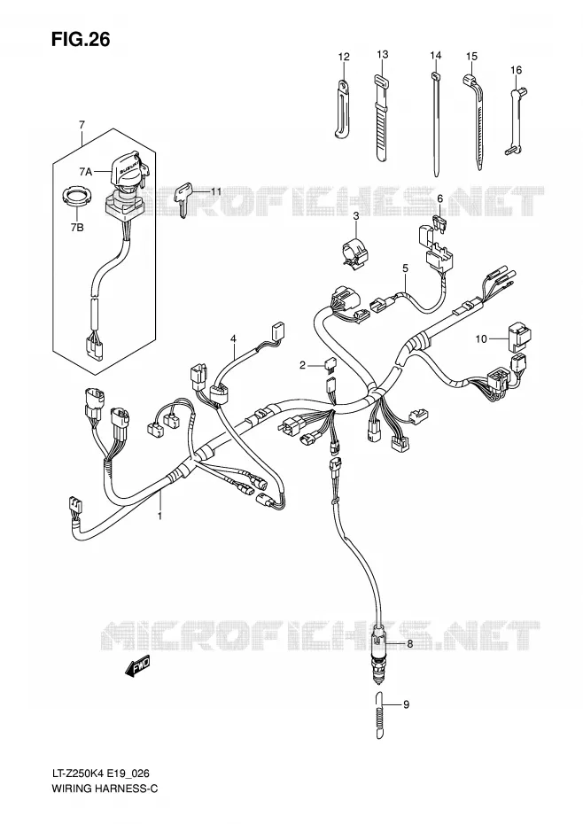 WIRING HARNESS Suzuki QUAD 250 QUADSPORT 2004  LT-Z250K4(E19)