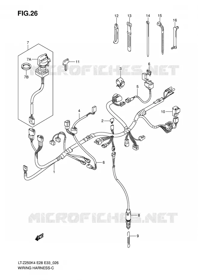 WIRING HARNESS Suzuki QUAD 250 QUADSPORT 2005  LT-Z250K5(E28/E33)