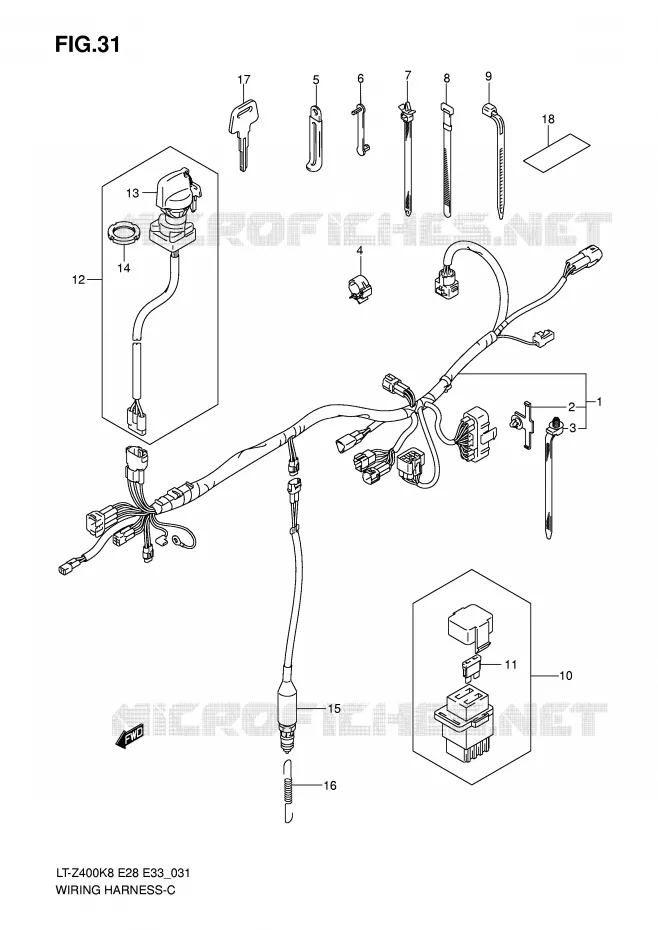 WIRING HARNESS Suzuki QUAD 400 QUADSPORT 2008  LT-Z400ZK8(E28/E33)