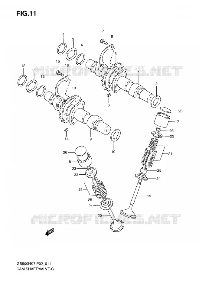 CAMSHAFT - VALVES Suzuki MOTO 500 GS-E 2007  GS500HK7(P02)