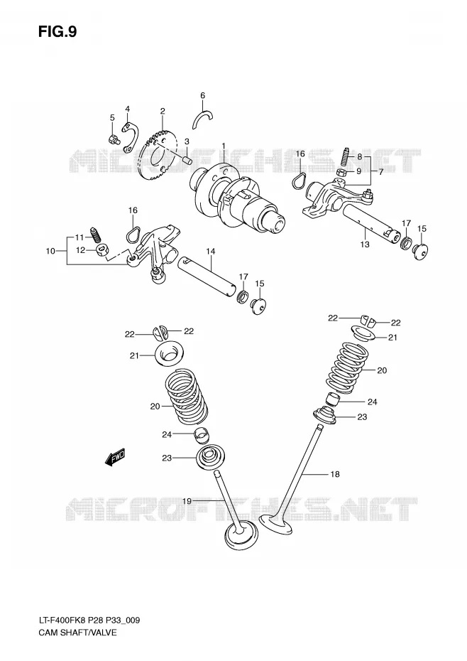 CAMSHAFT - VALVES Suzuki QUAD 400 KINGQUAD 2009  LT-F400FK9(P28/P33)