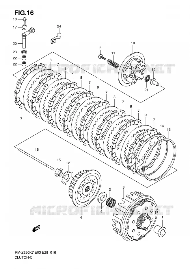 CLUTCH (MODEL K7) Suzuki MOTO 250 RM-Z 2007  RM-Z250K7(E3/E28)