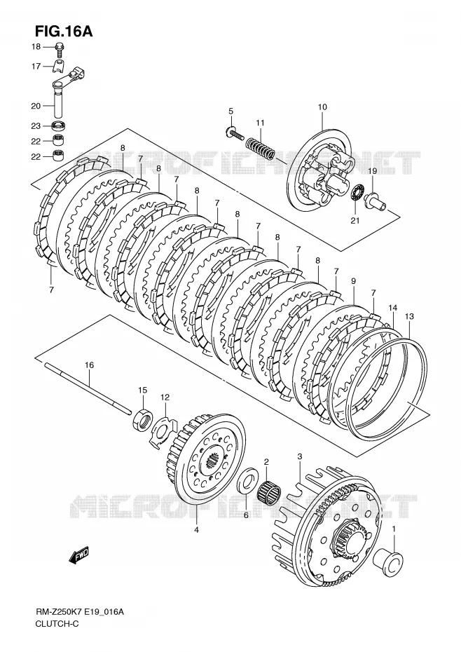 CLUTCH (MODEL K8/K9) Suzuki MOTO 250 RM-Z 2008  RM-Z250K8(E19)