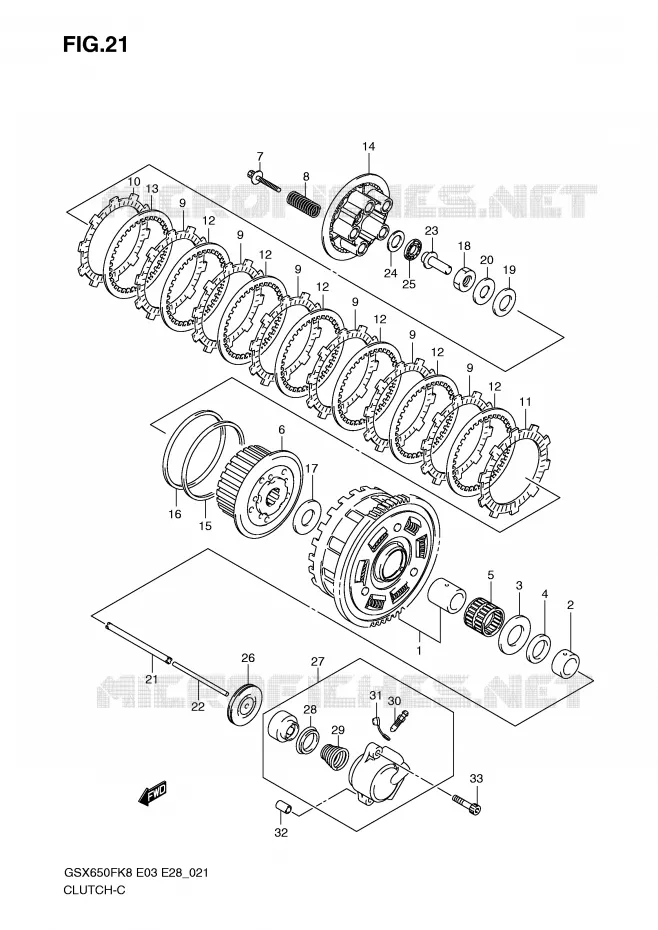 CLUTCH (MODEL K8) Suzuki MOTO 650 GSX-F 2009  GSX650FK9(E3/E28)