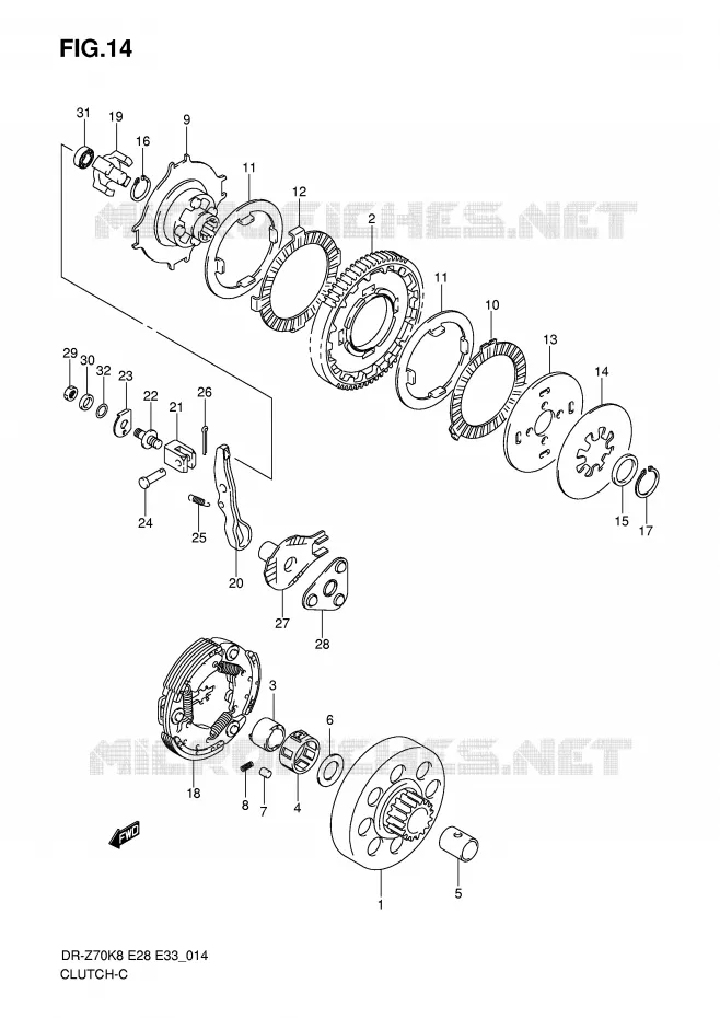 CLUTCH Suzuki MOTO 70 DR-Z 2011  DR-Z70L0(E28/E33)
