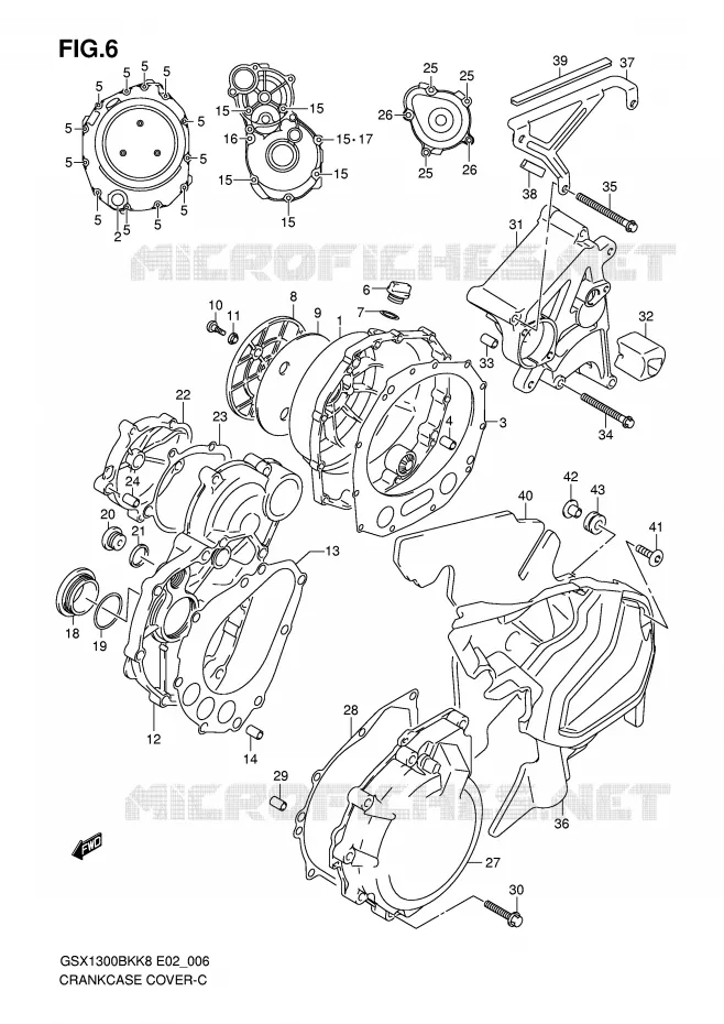 CRANKCASE COVER Suzuki MOTO 1300 B-KING 2012  GSX1300BKAU2K8(E2)