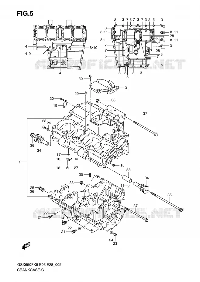CRANKCASE Suzuki MOTO 650 GSX-F 2010  GSX650FL0(E3/E28)