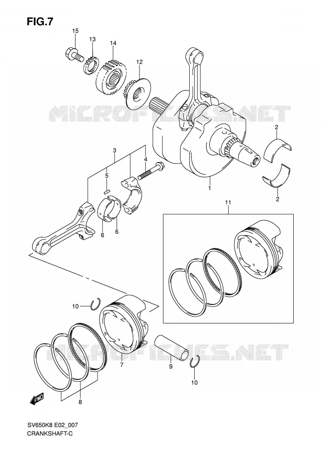 CRANKSHAFT Suzuki MOTO 650 SV 2010  SV650SL0(E2)