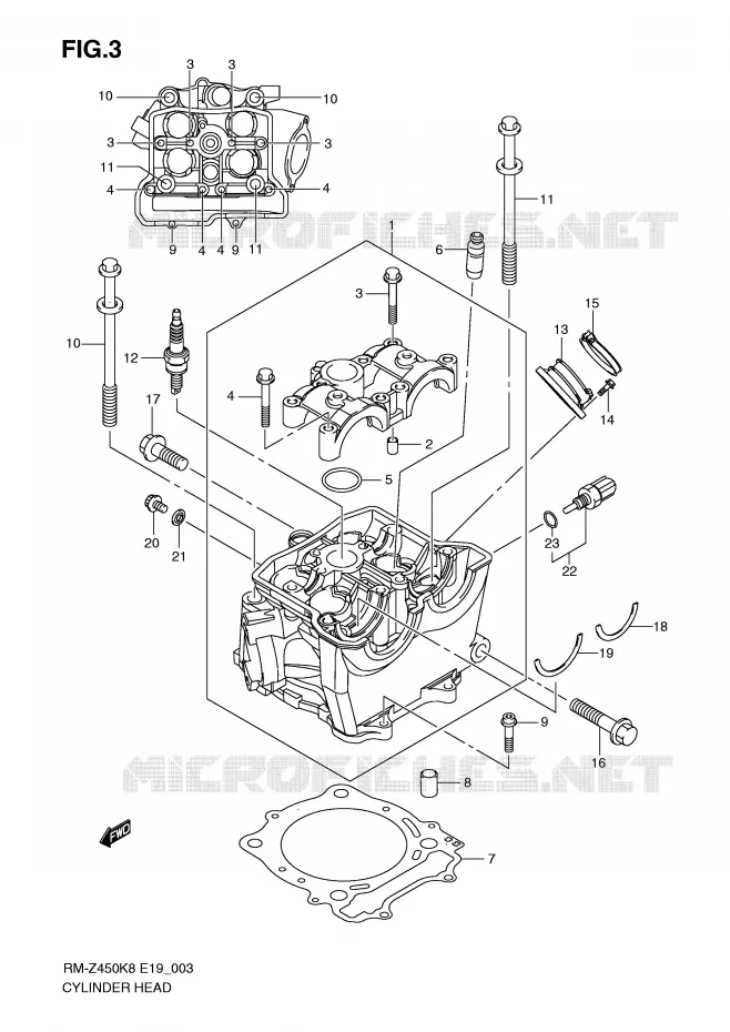 CYLINDER HEAD Suzuki MOTO 450 RM-Z 2011  RM-Z450L1(E19)