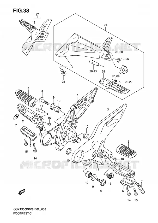 FOOTREST Suzuki MOTO 1300 B-KING 2011  GSX1300BKU2K8(E2)